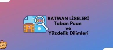 Batman Lise Taban Puanları, Batman Lise Yüzdelik Dilimleri, Batman Liseleri Puanları